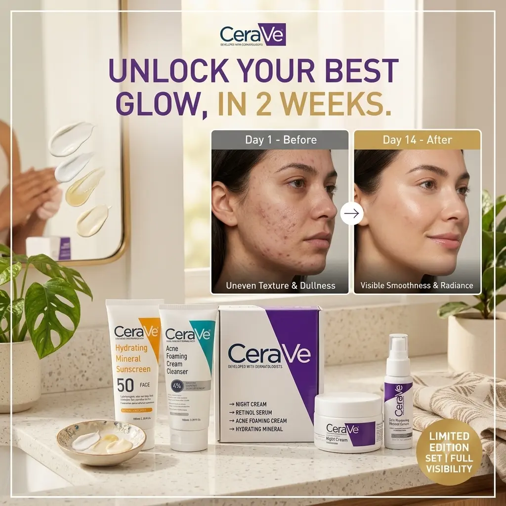1111 CeraVe Complete Skincare Bundle for Acne & Anti-Aging (Pack of 4) - Image 1